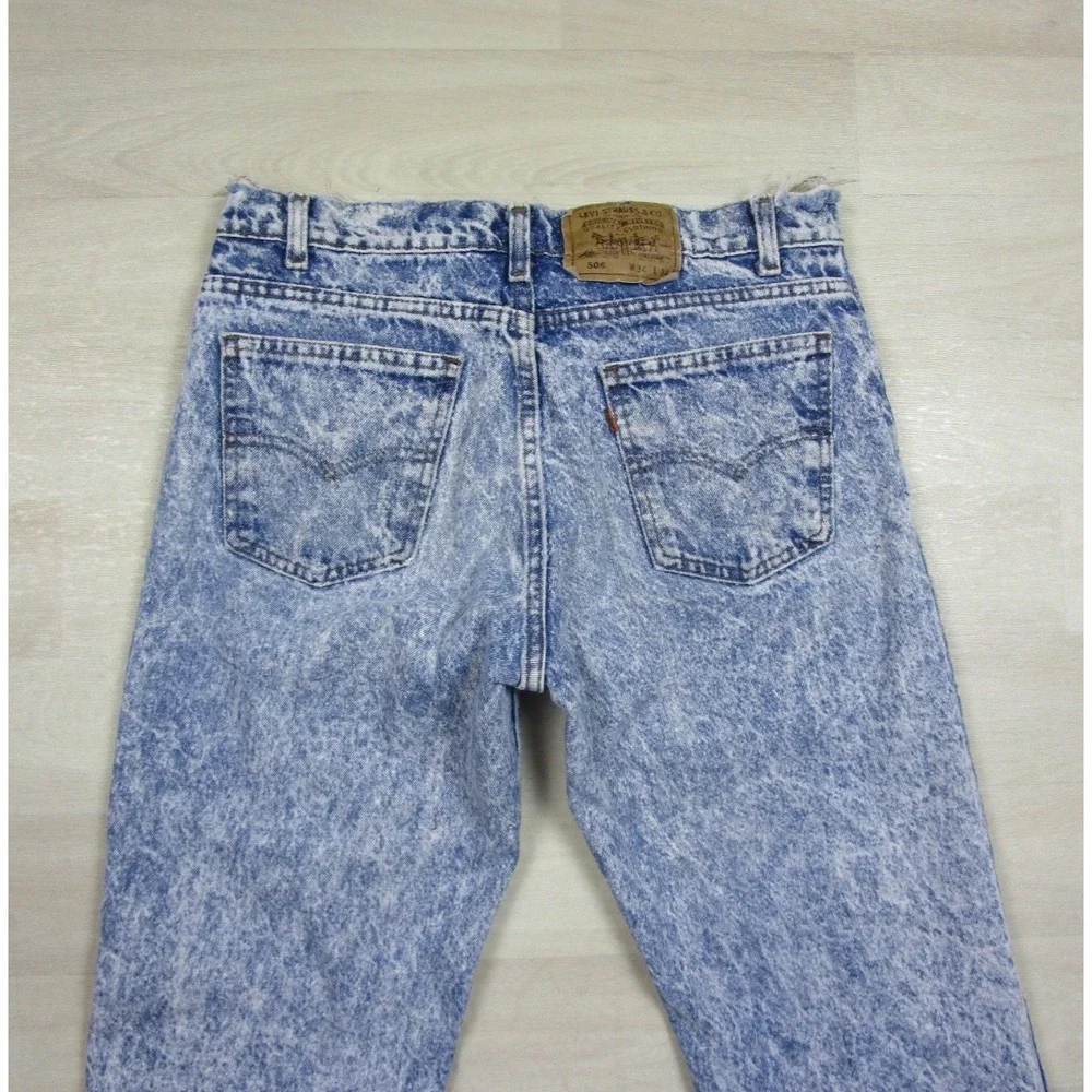 Vintage Levis 506 Jeans (31x32.5) Acid Wash Orange Tab Straight Distressed 80s